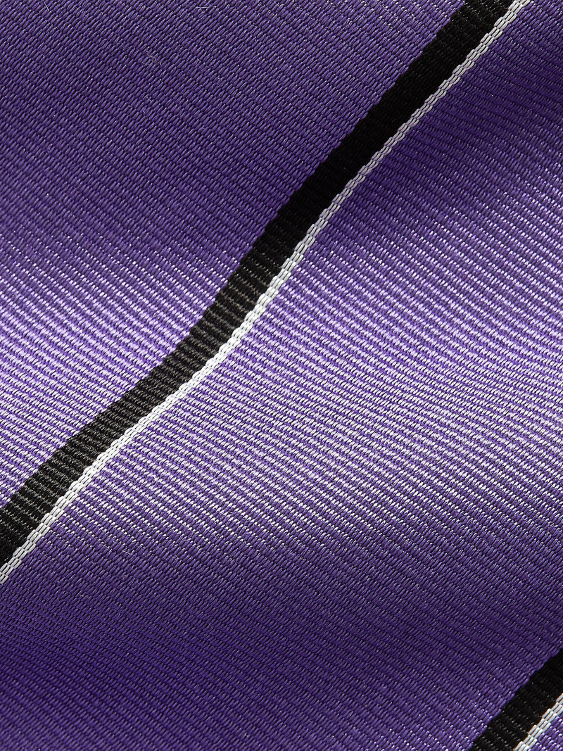 Men's Striped Silk Tie - Lavender Black 3