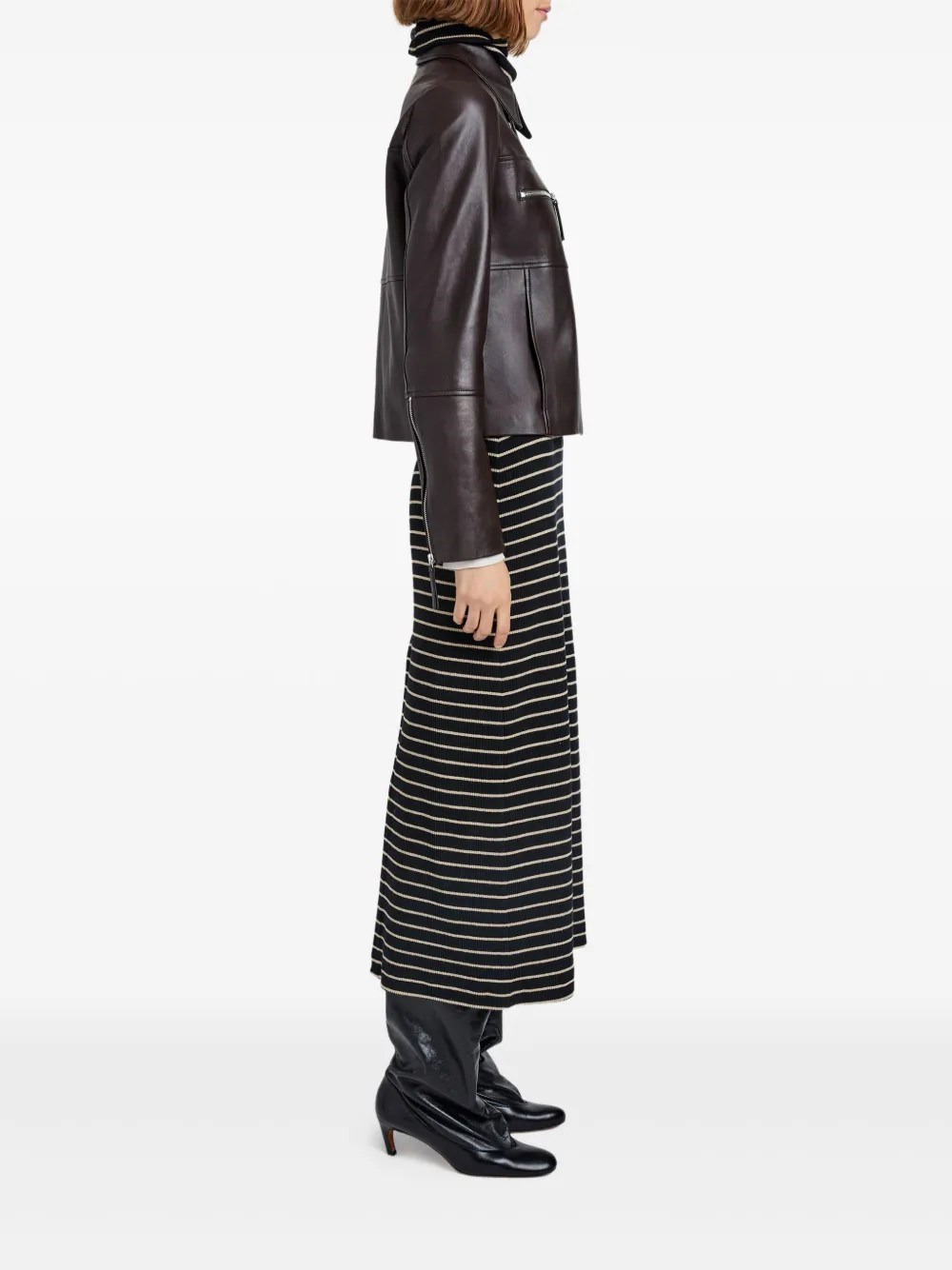 Annabel Jacket in Leather- Chocolate - 4