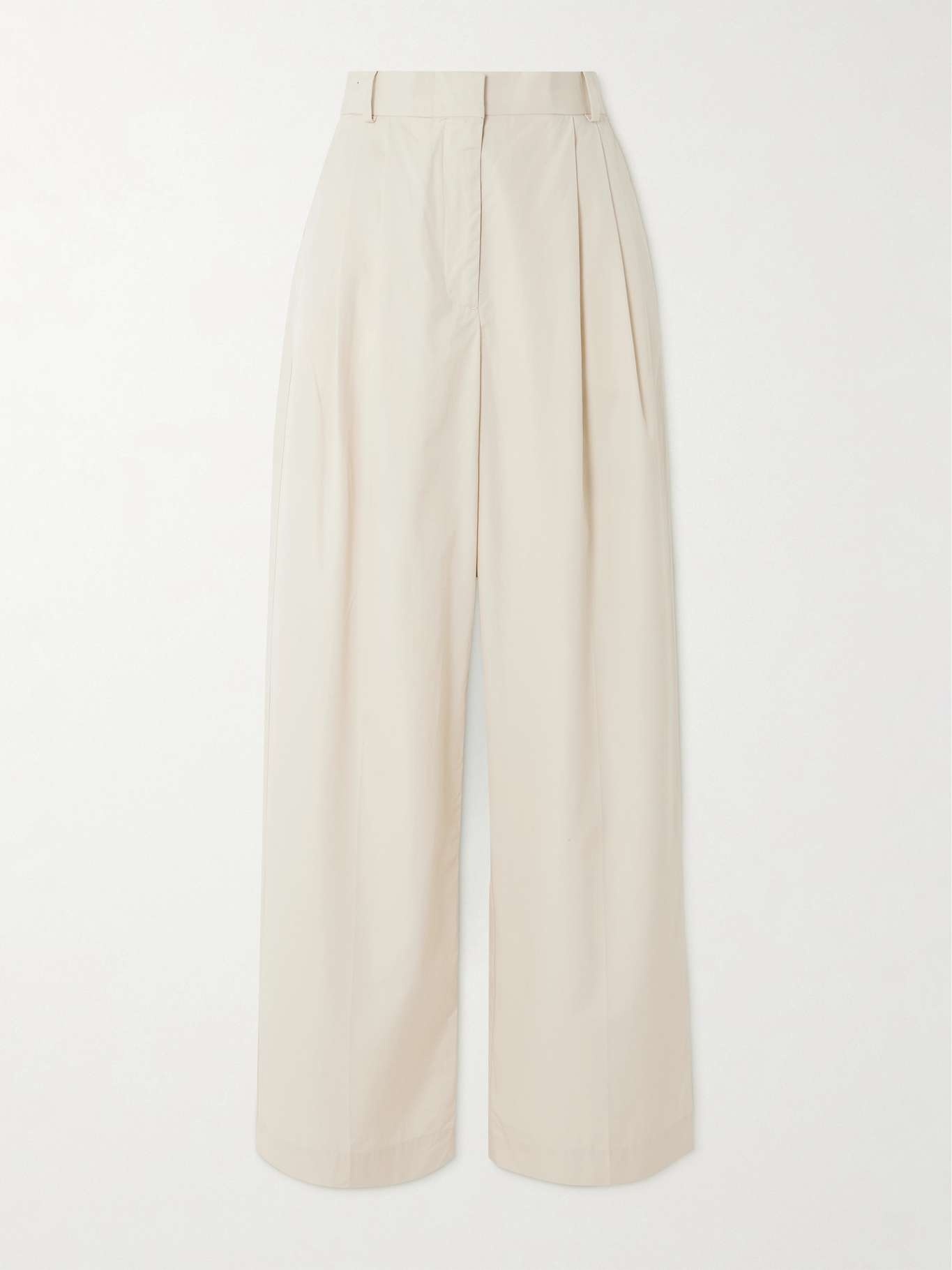 Pleated cotton wide-leg pants - 1