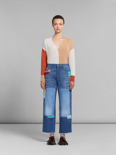 Marni BLUE BIO DENIM JEANS WITH MOHAIR PATCHES outlook