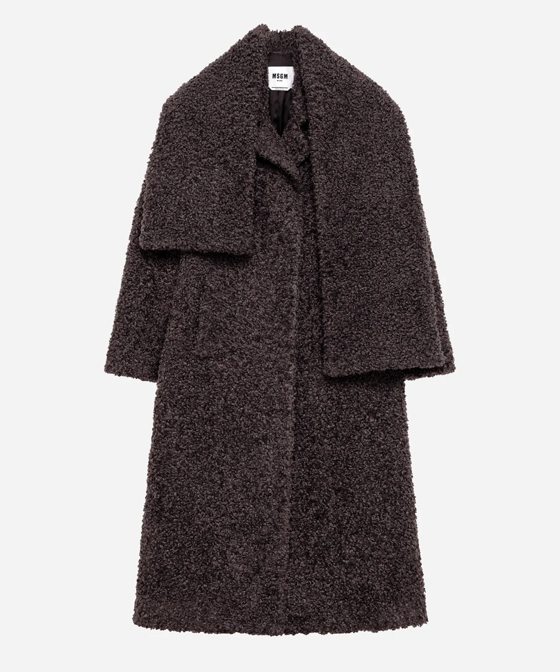 Faux shearling coat with scarf - 1
