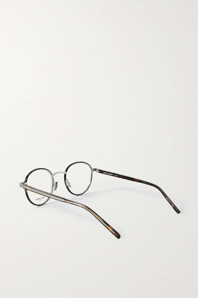 SAINT LAURENT Round-frame tortoiseshell acetate and silver-tone optical glasses outlook