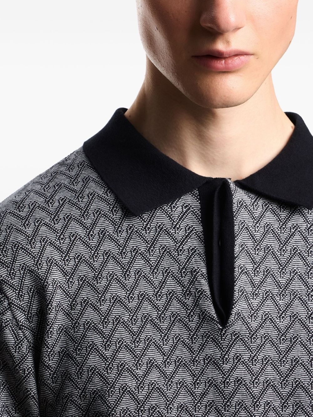 chevron-pattern polo shirt - 5