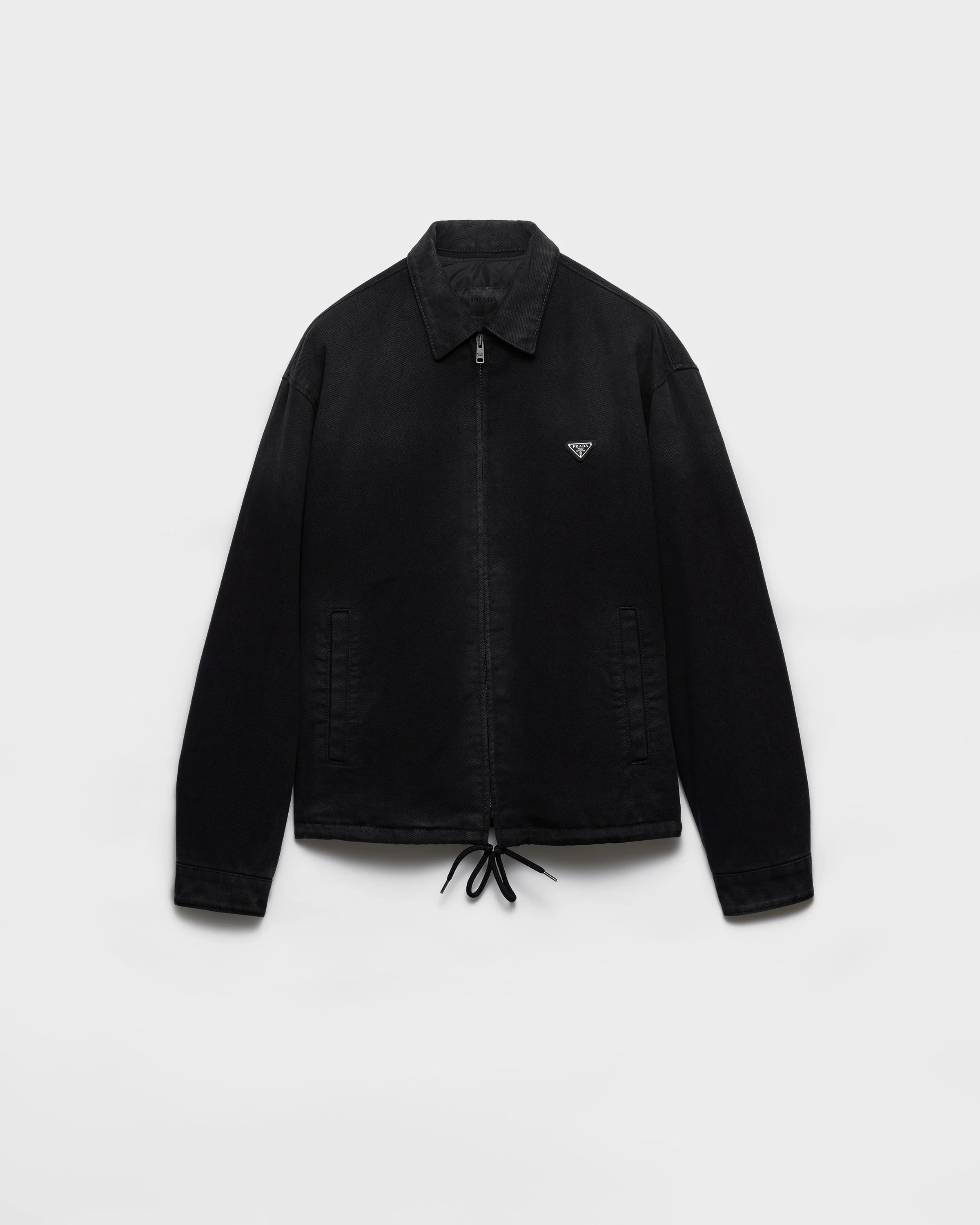 Padded black denim blouson jacket - 1