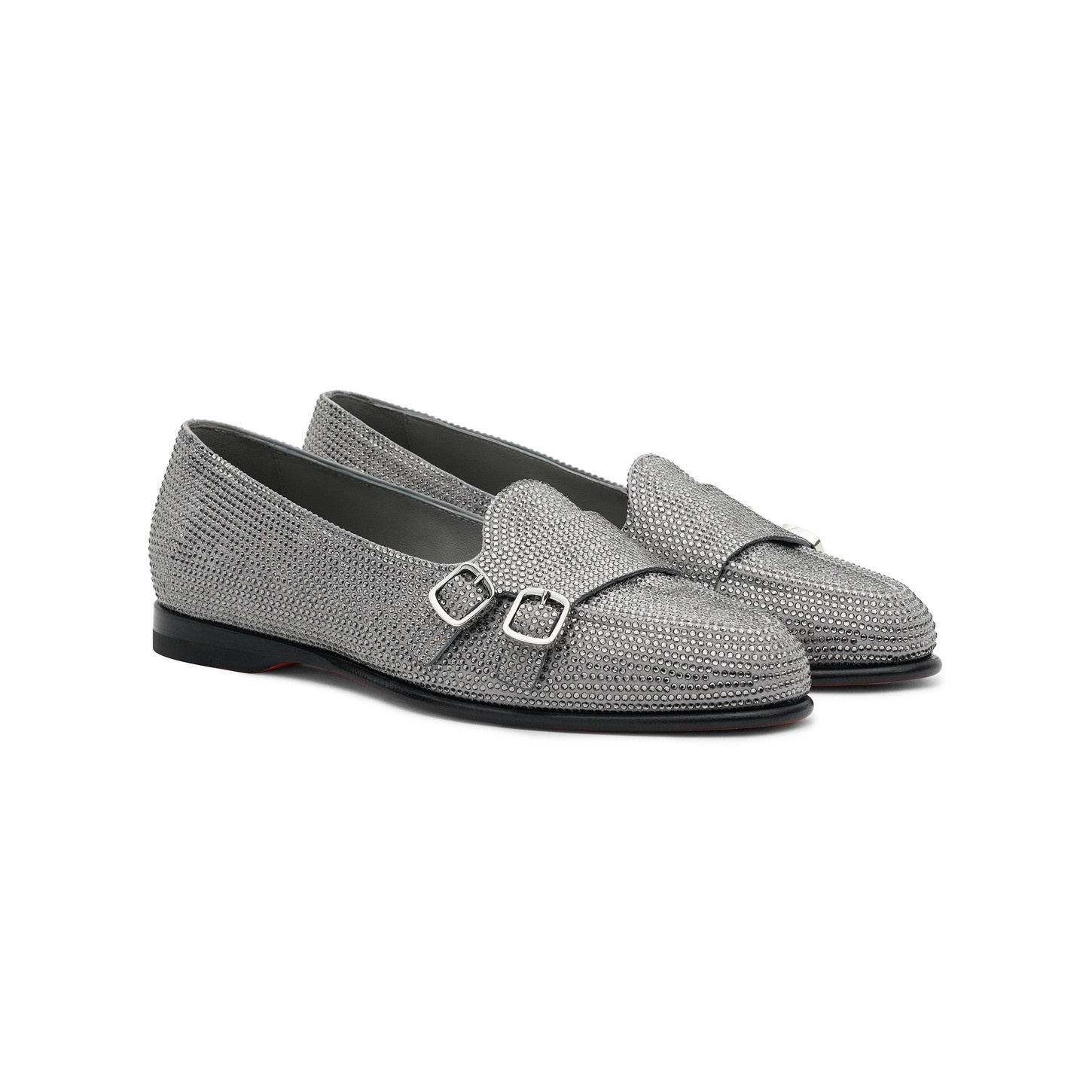 Women's silver strass Andrea double-buckle loafer - 3