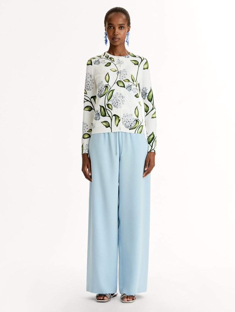 Oscar de la Renta PORCELAIN FLOWER-PRINTED CARDIGAN outlook