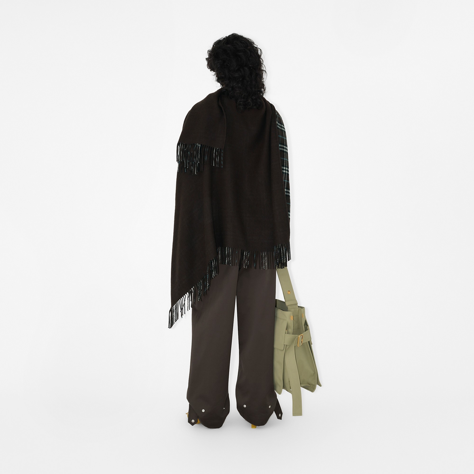 Check Wool Reversible Cape - 4