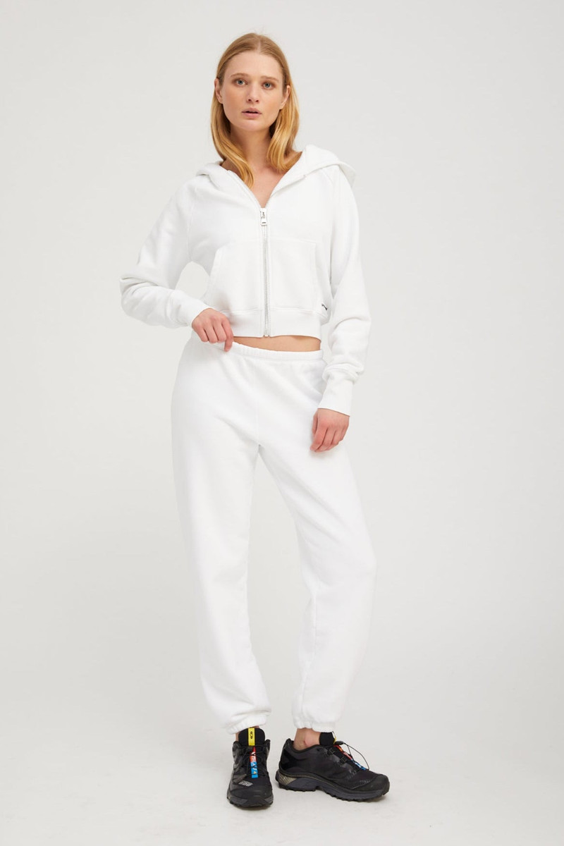 SPRWMN WHITE COTTON SHRUNKEN ZIP UP HOODIE outlook