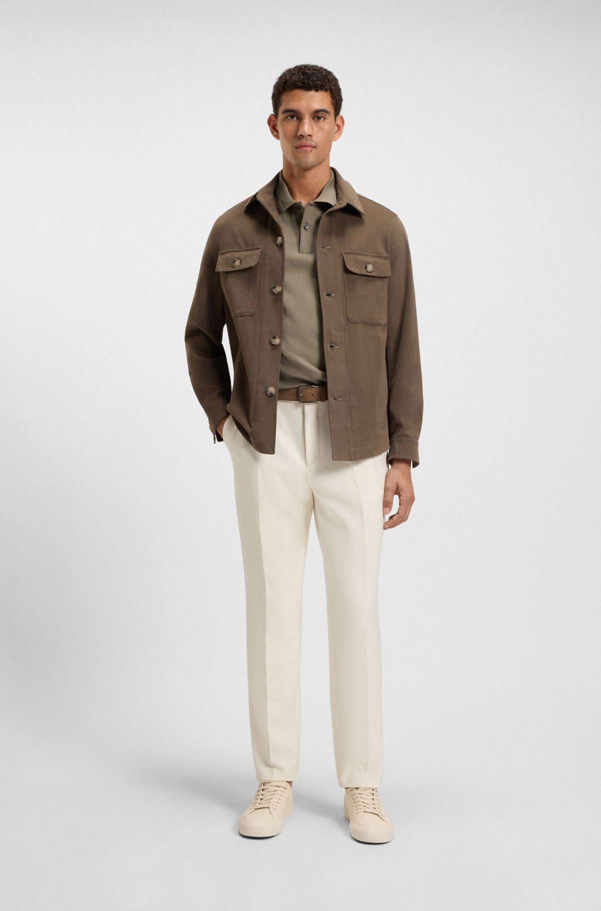 COTTON POLO SHIRT WITH HERRINGBONE STRUCTURE - 4
