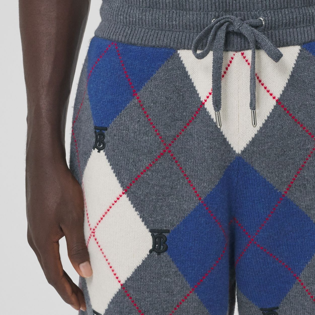 Monogram Motif Argyle Intarsia Wool Cashmere Shorts - 3