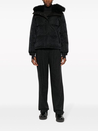 Yves Salomon monogram-pattern hooded down jacket outlook