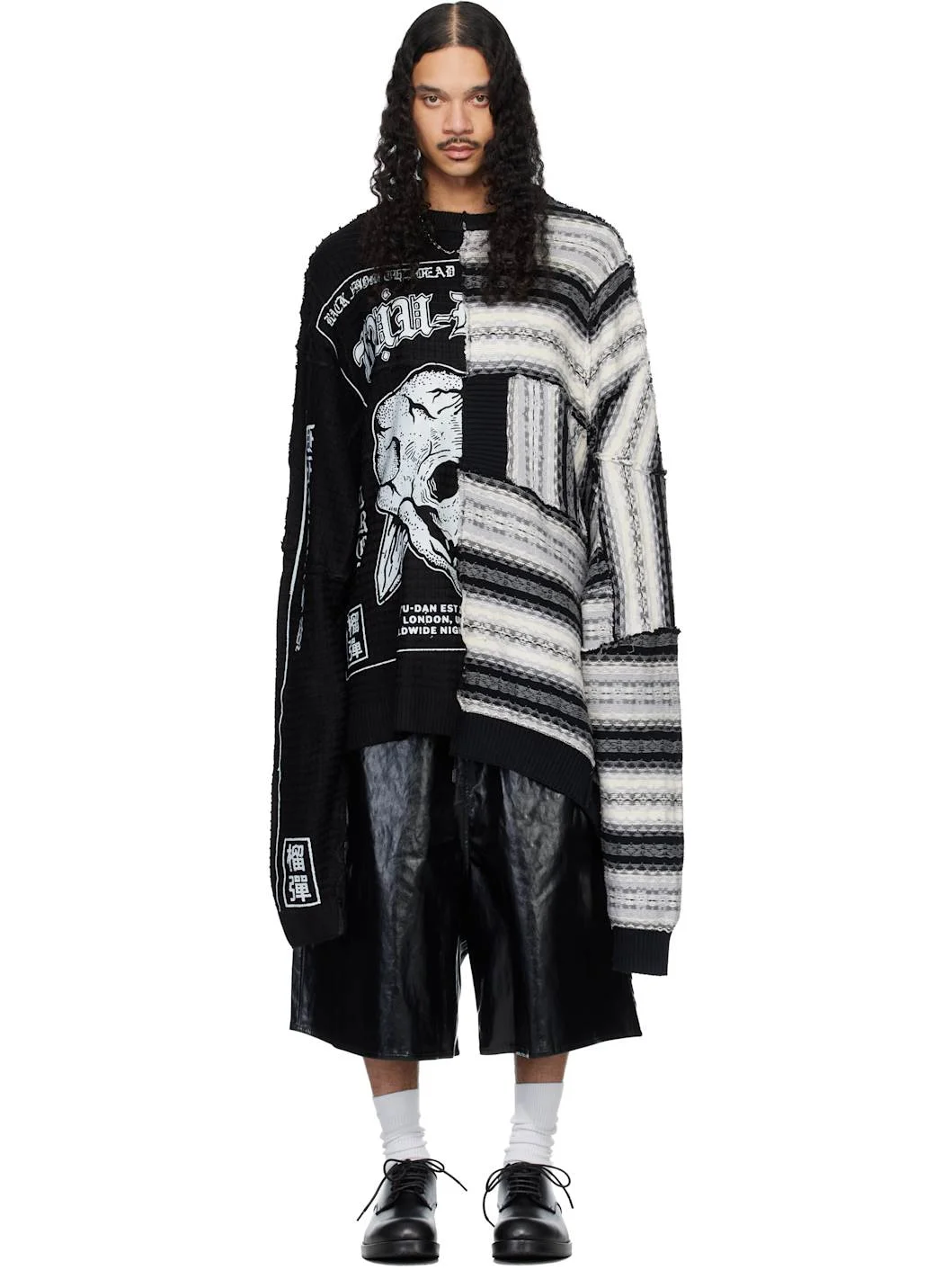 Black & Gray Down Cycled Sweater - 1