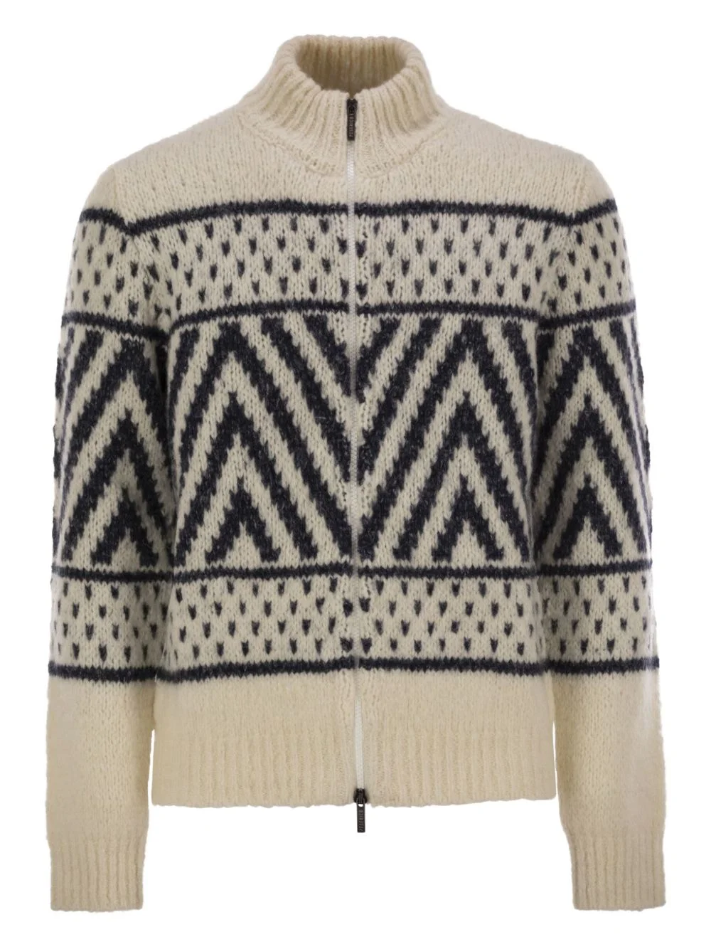 zip-up high-neck cardigan - 1