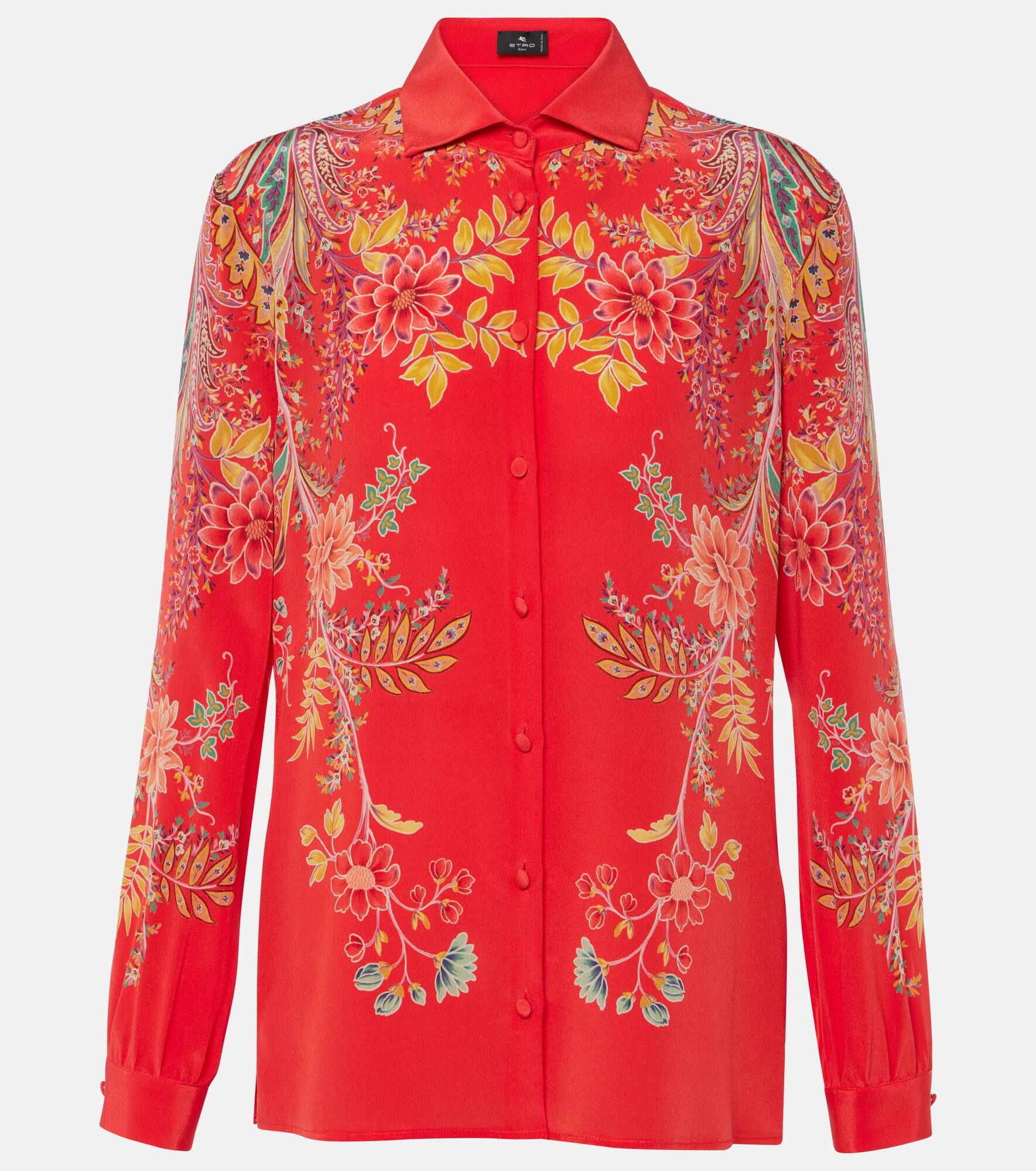 Floral silk crêpe de chine shirt - 1