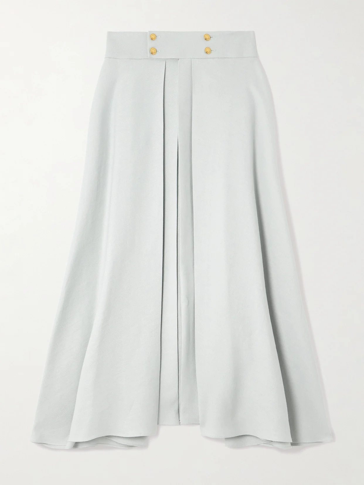 Petra Pleated Linen-twill Midi Skirt - 1