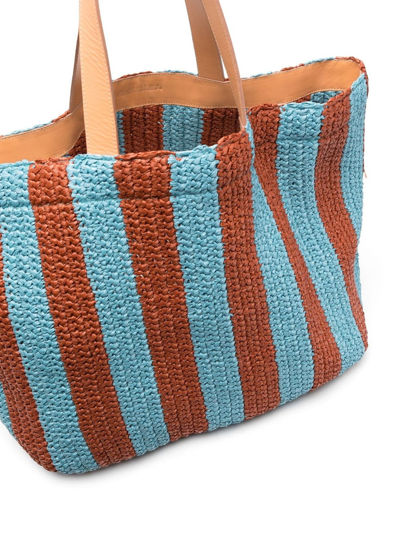 Riviera striped raffia tote bag 5