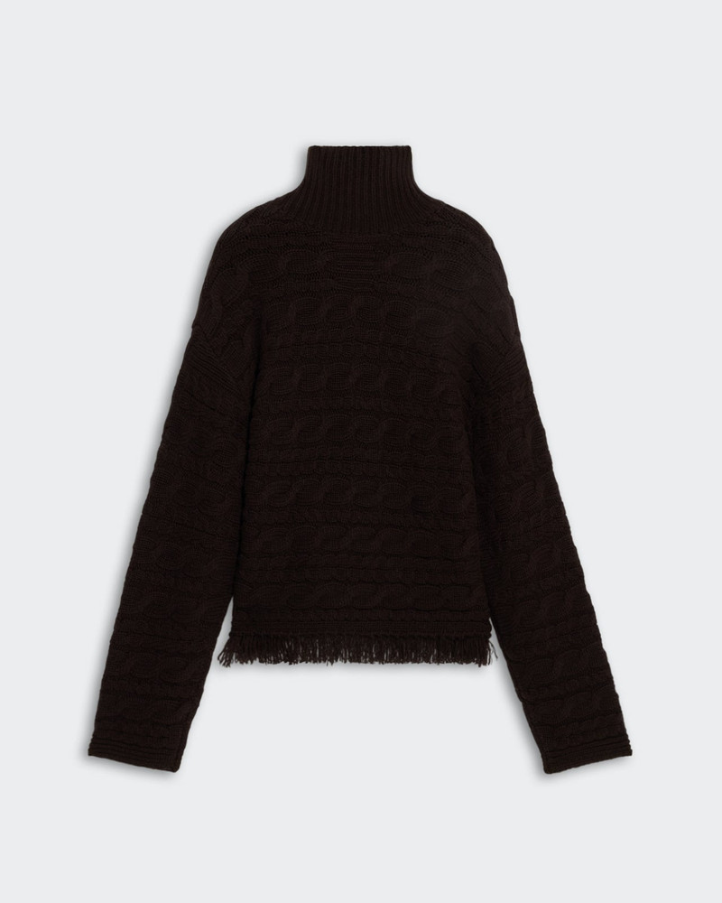 Cropped Cable Turtleneck - 1
