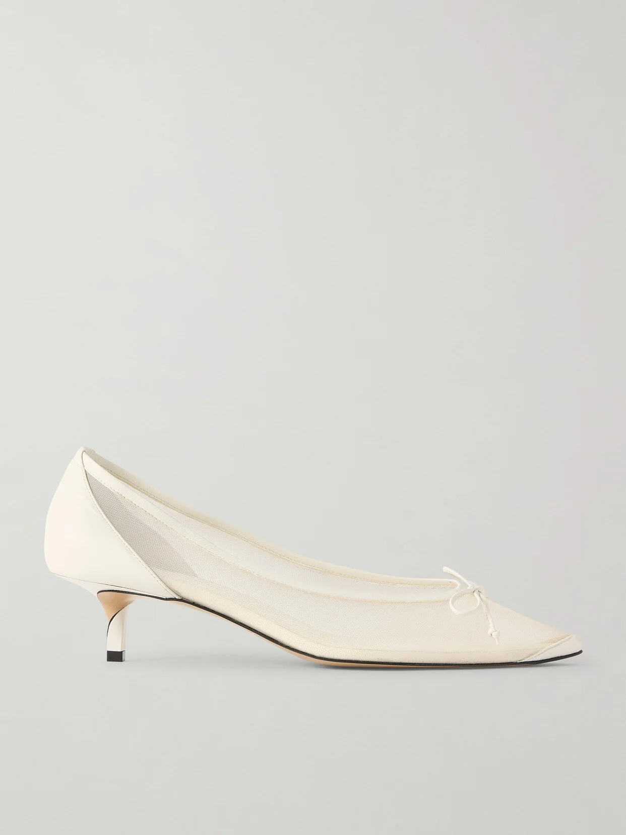 Tourni Bow-detailed Leather-trimmed Mesh Pumps - 1