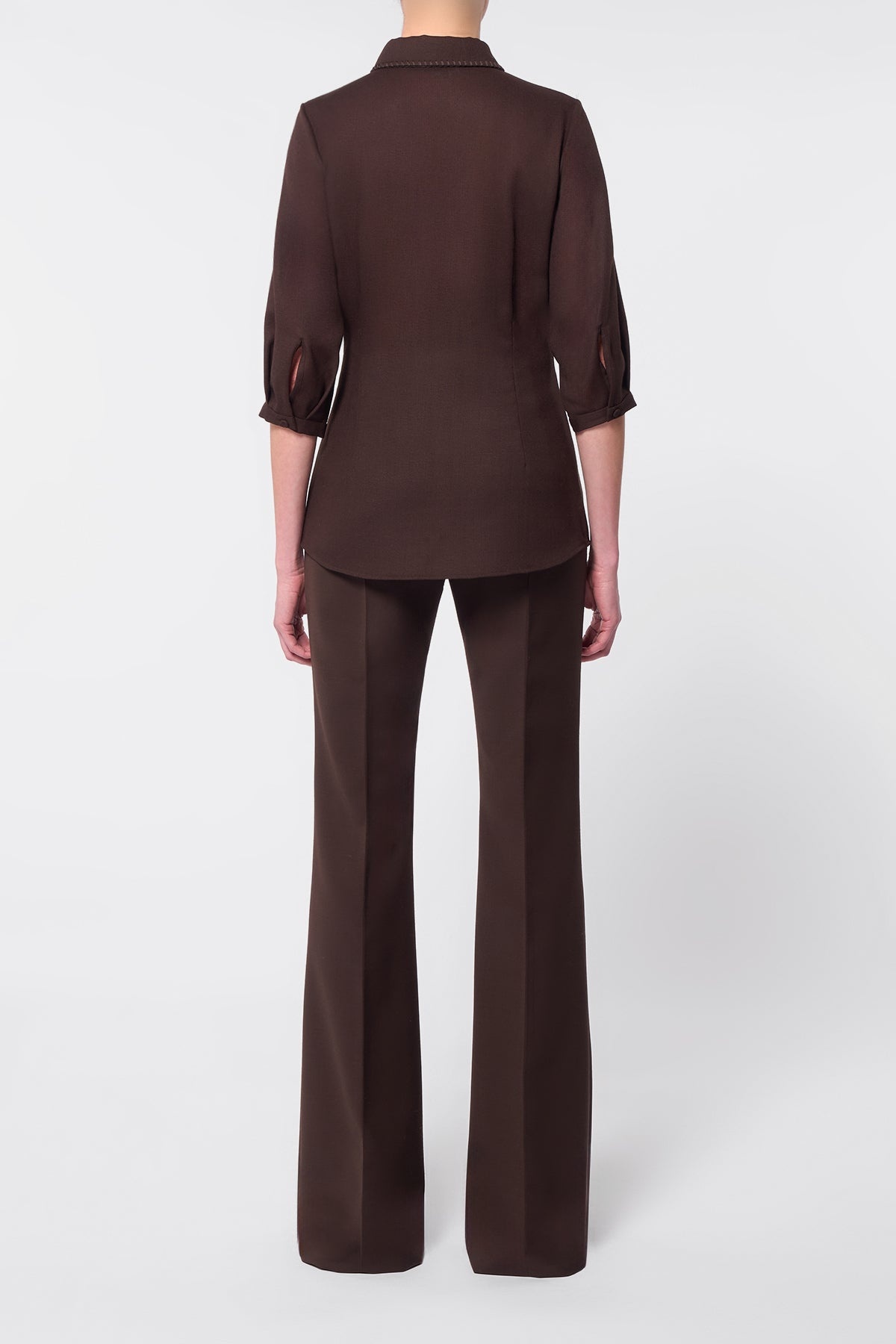 Hadley Blouse in Chocolate Virgin Wool - 4
