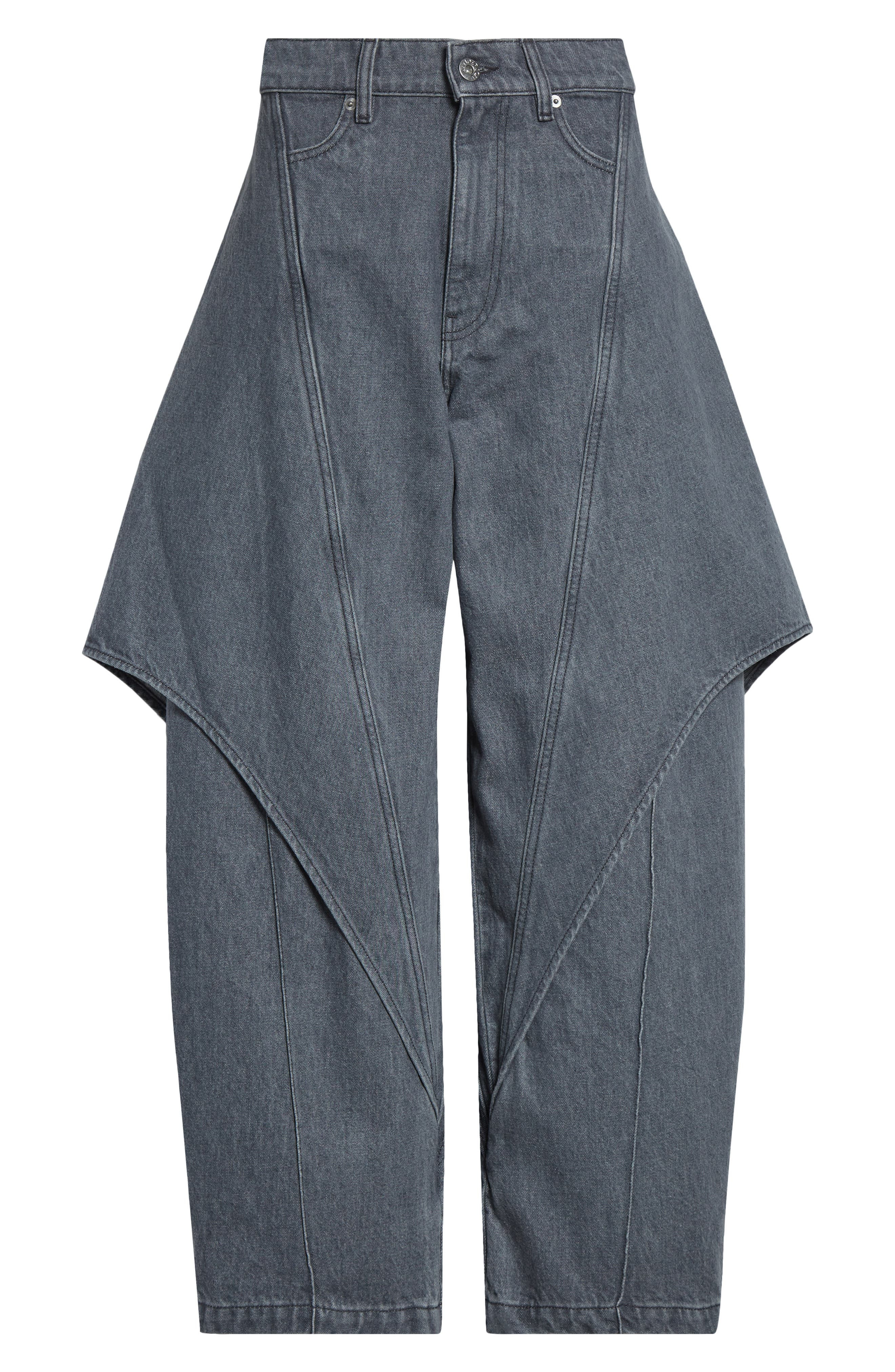 JW Anderson Sculptural Crop Jeans in 906 Light Grey at Nordstrom - 6