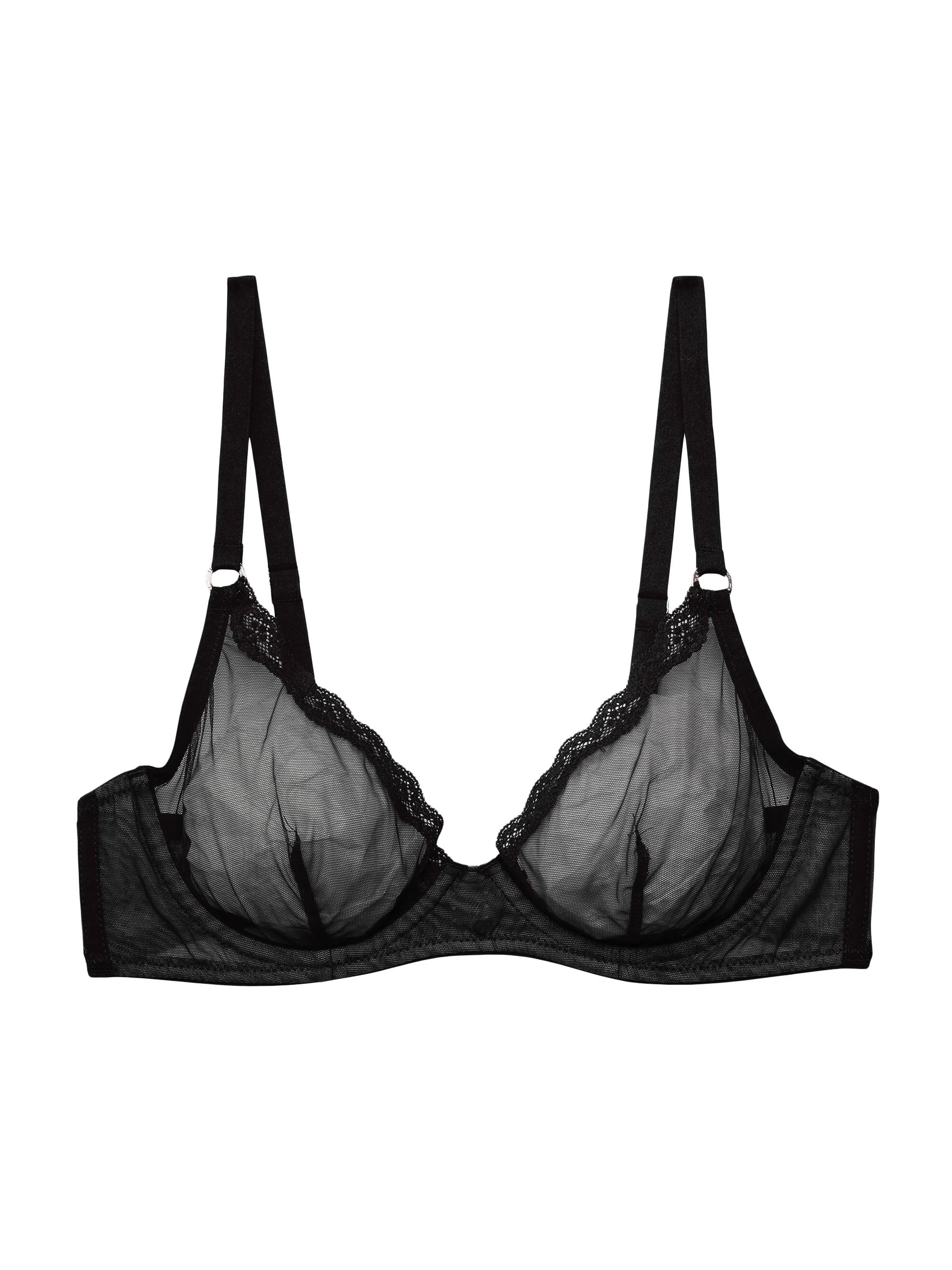 Women's Sheer Tulle Demi Bra - Black - 1