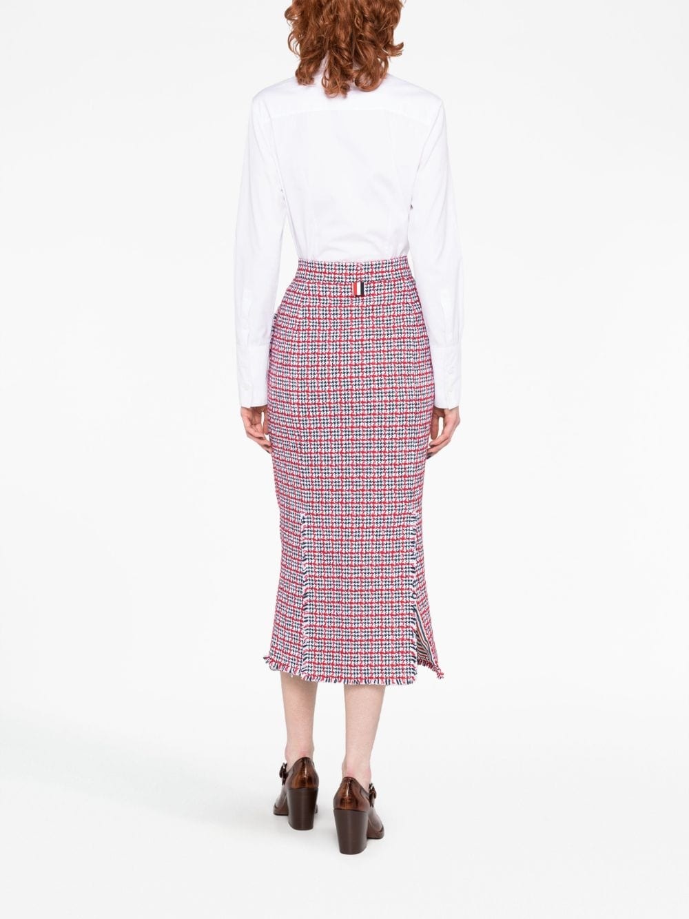 check-pattern tweed midi skirt - 6