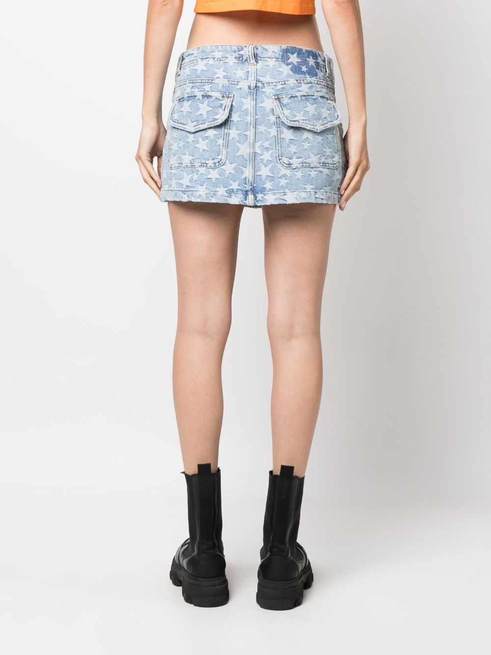 star-print washed-denim mini skirt - 4