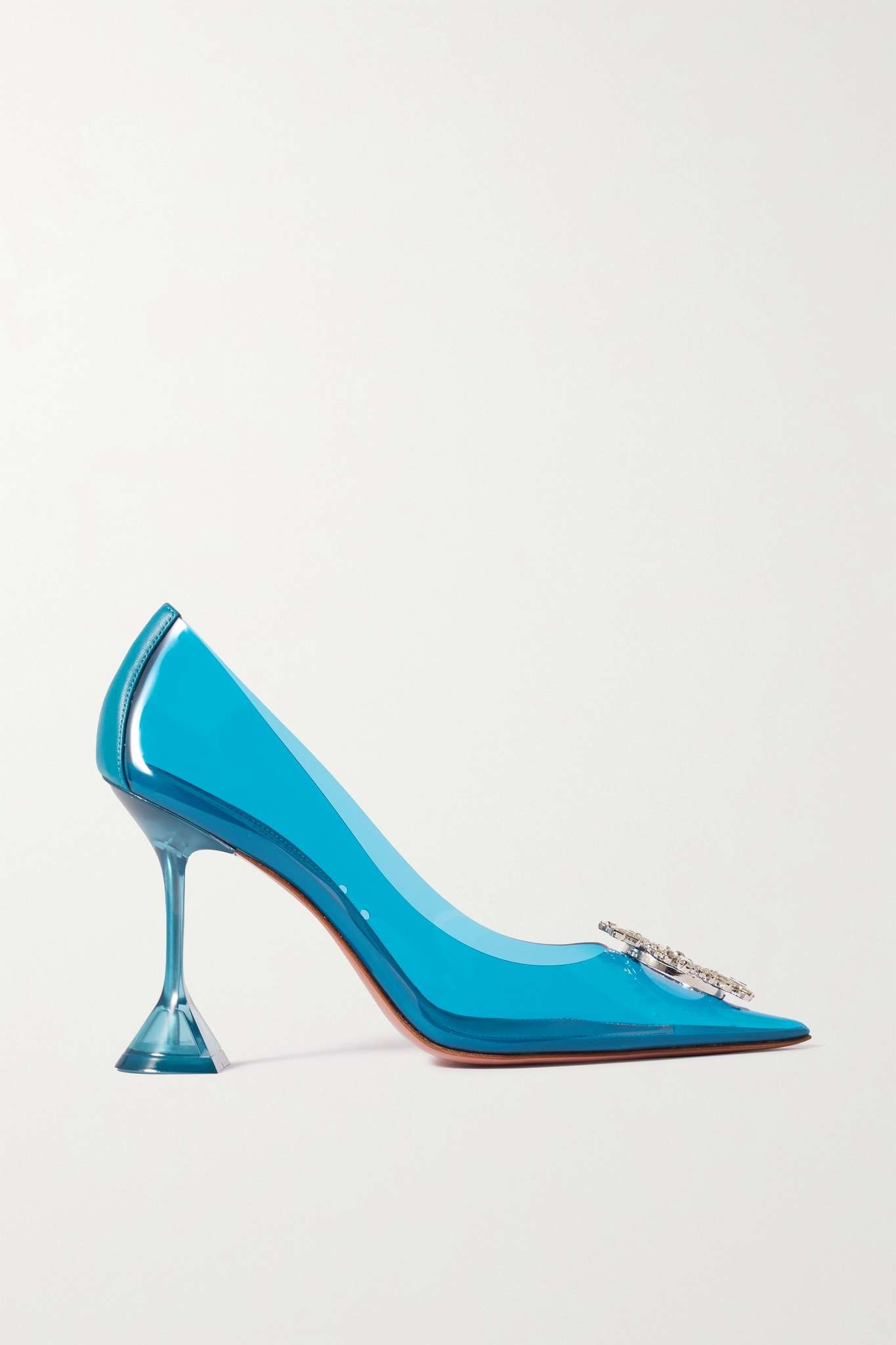 Begum leather-trimmed crystal-embellished PVC pumps - 1