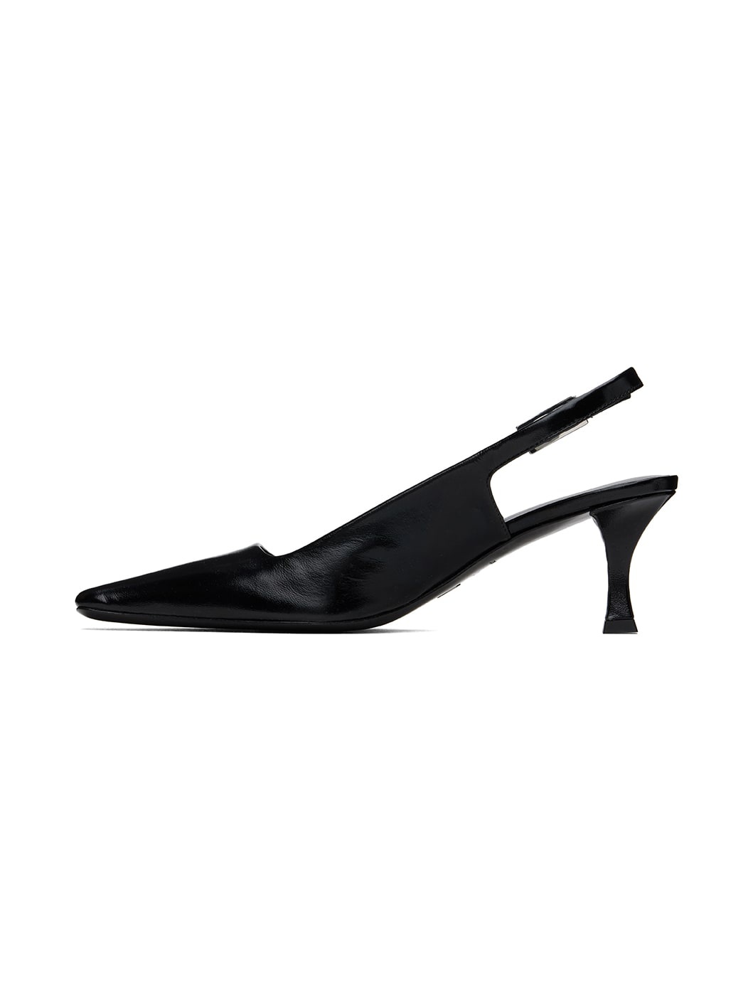 Black Trap Slingback Heels - 3