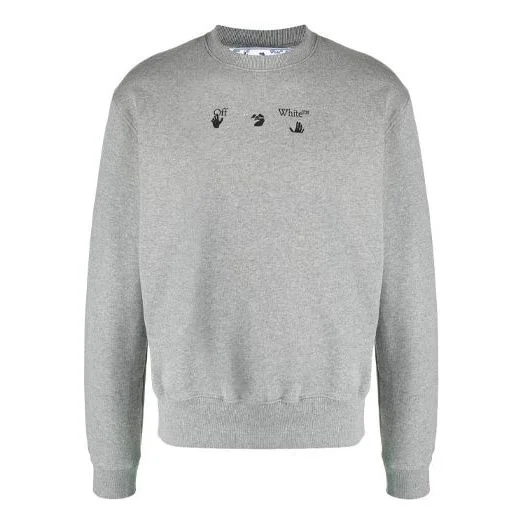 Off-White SS21 Logo Alphabet Printing Round Neck Loose Long Sleeves Version Gray OMBA025S21FLE005084 - 1