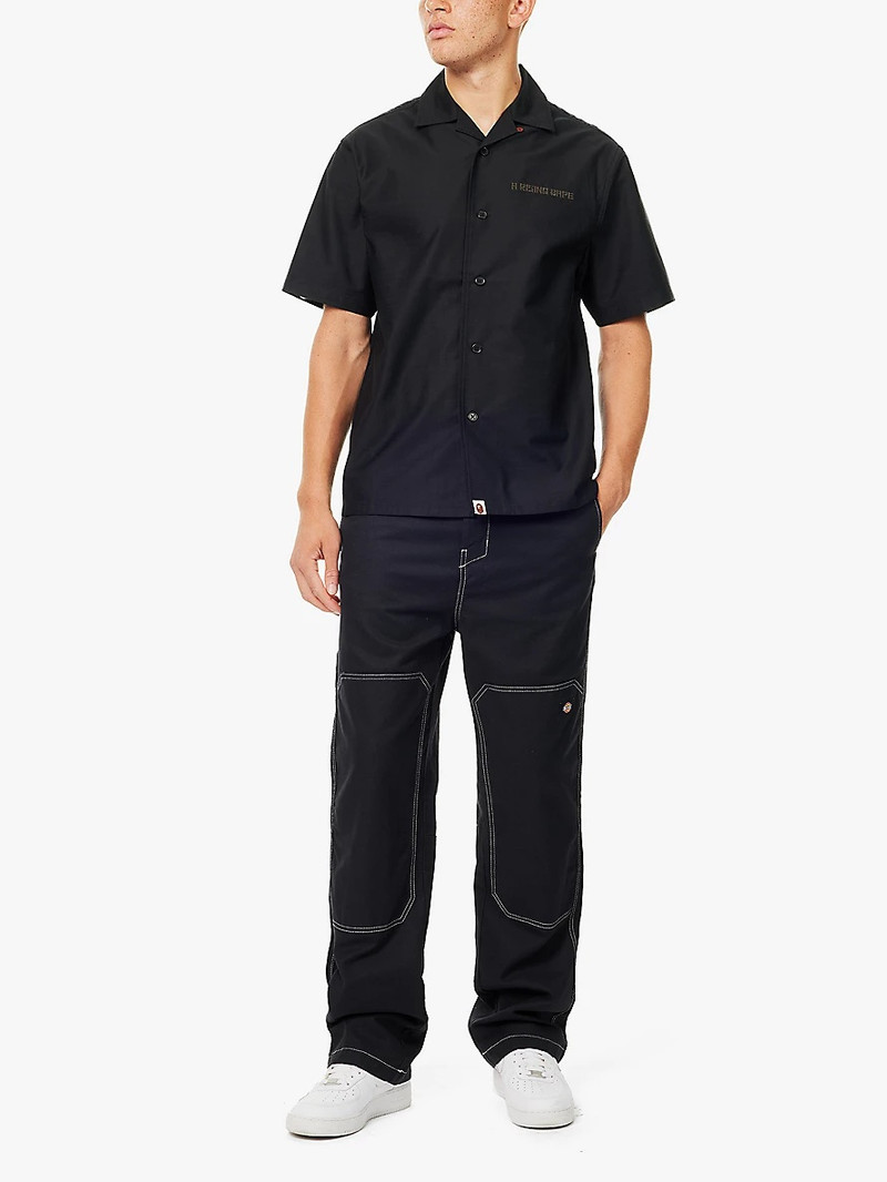 A BATHING APE® Camp-collar embroidered-graphic regular-fit cotton shirt outlook