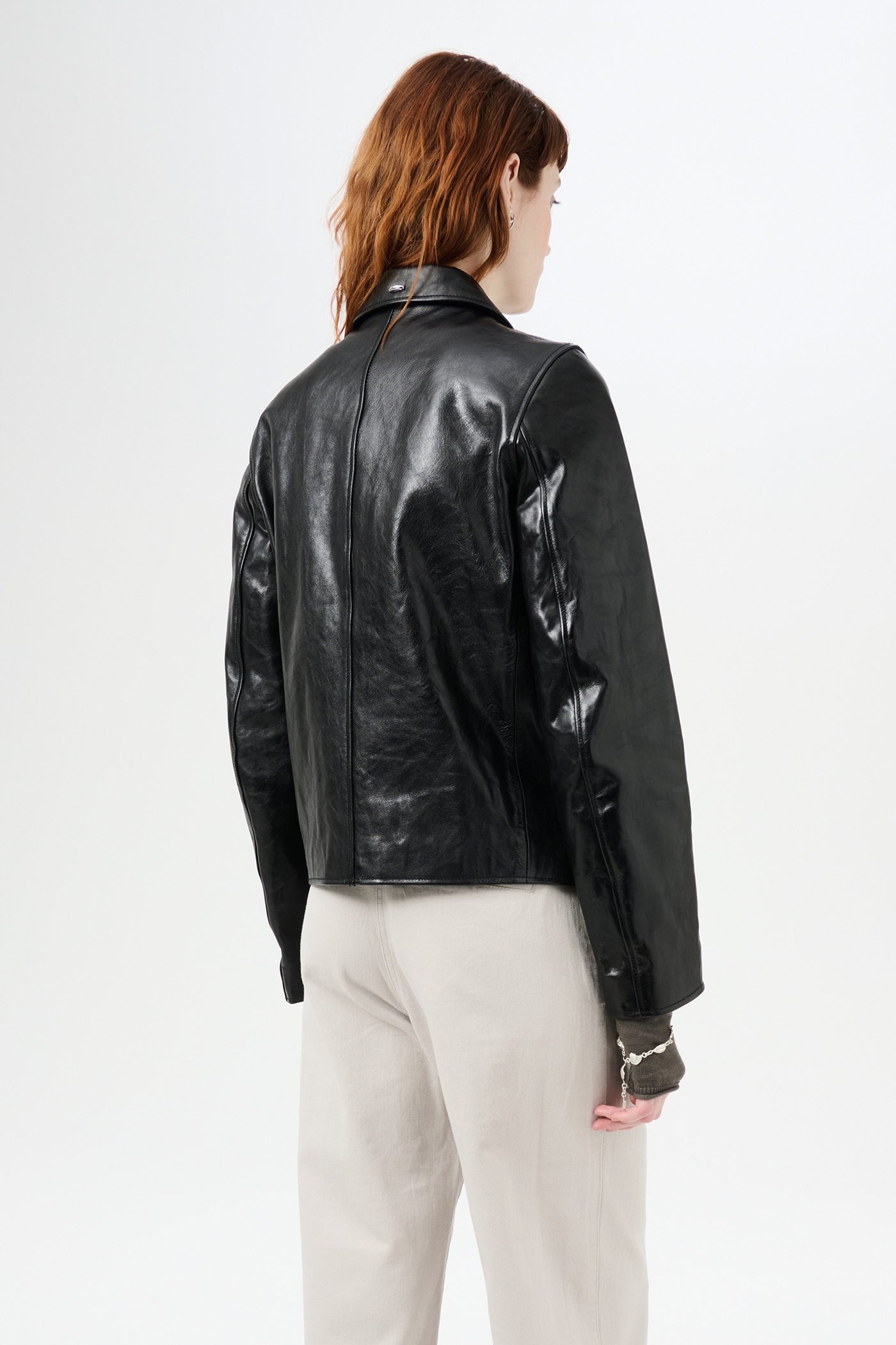 Mini Jacket Top Dyed Black Leather - 6