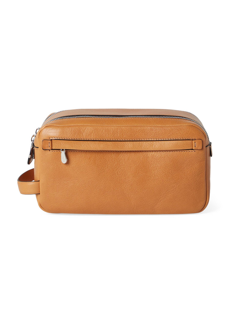 Cowhide Beauty Case with Double Zipper - Natural 1