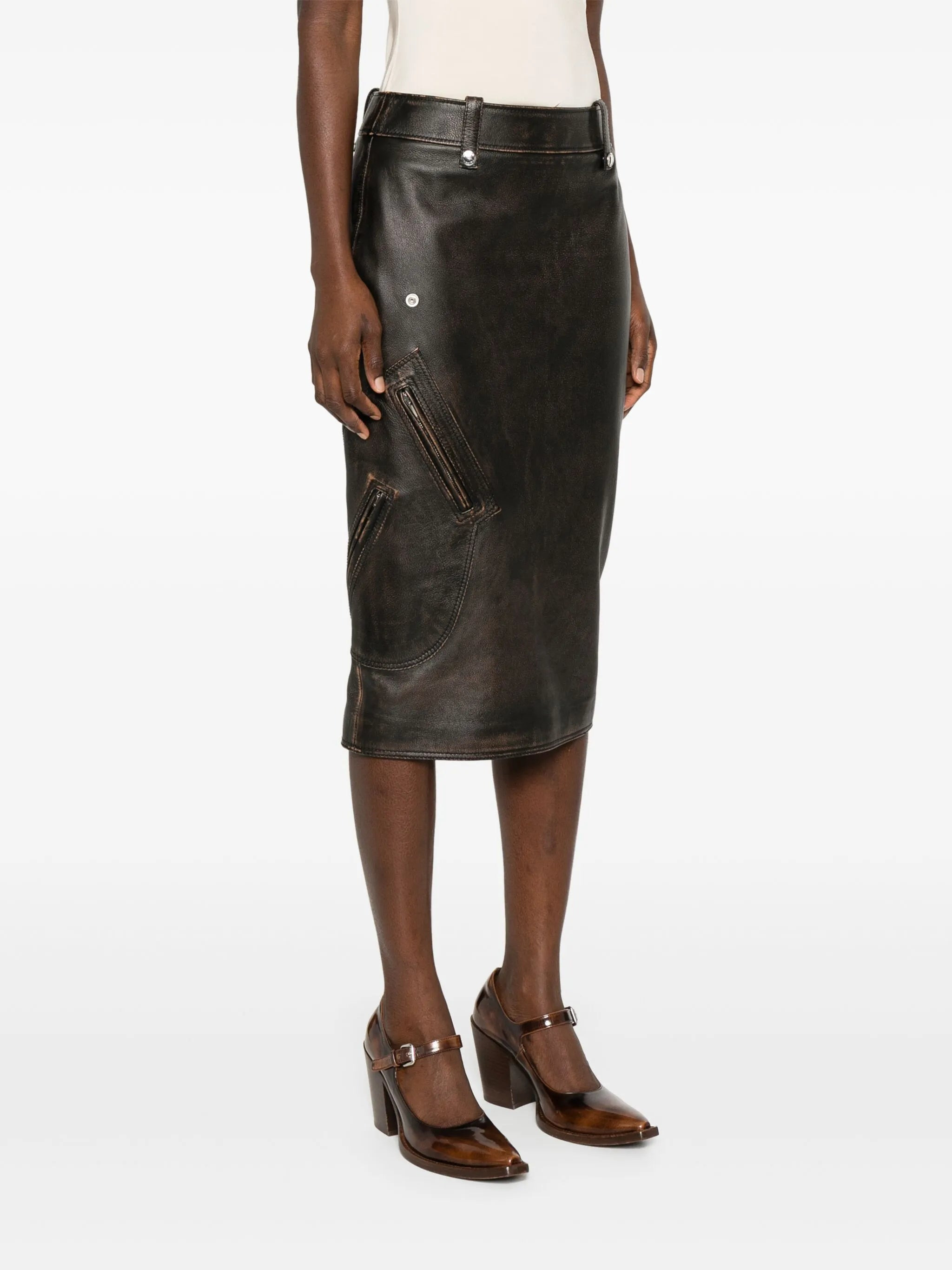 Leather Pencil Skirt - 3
