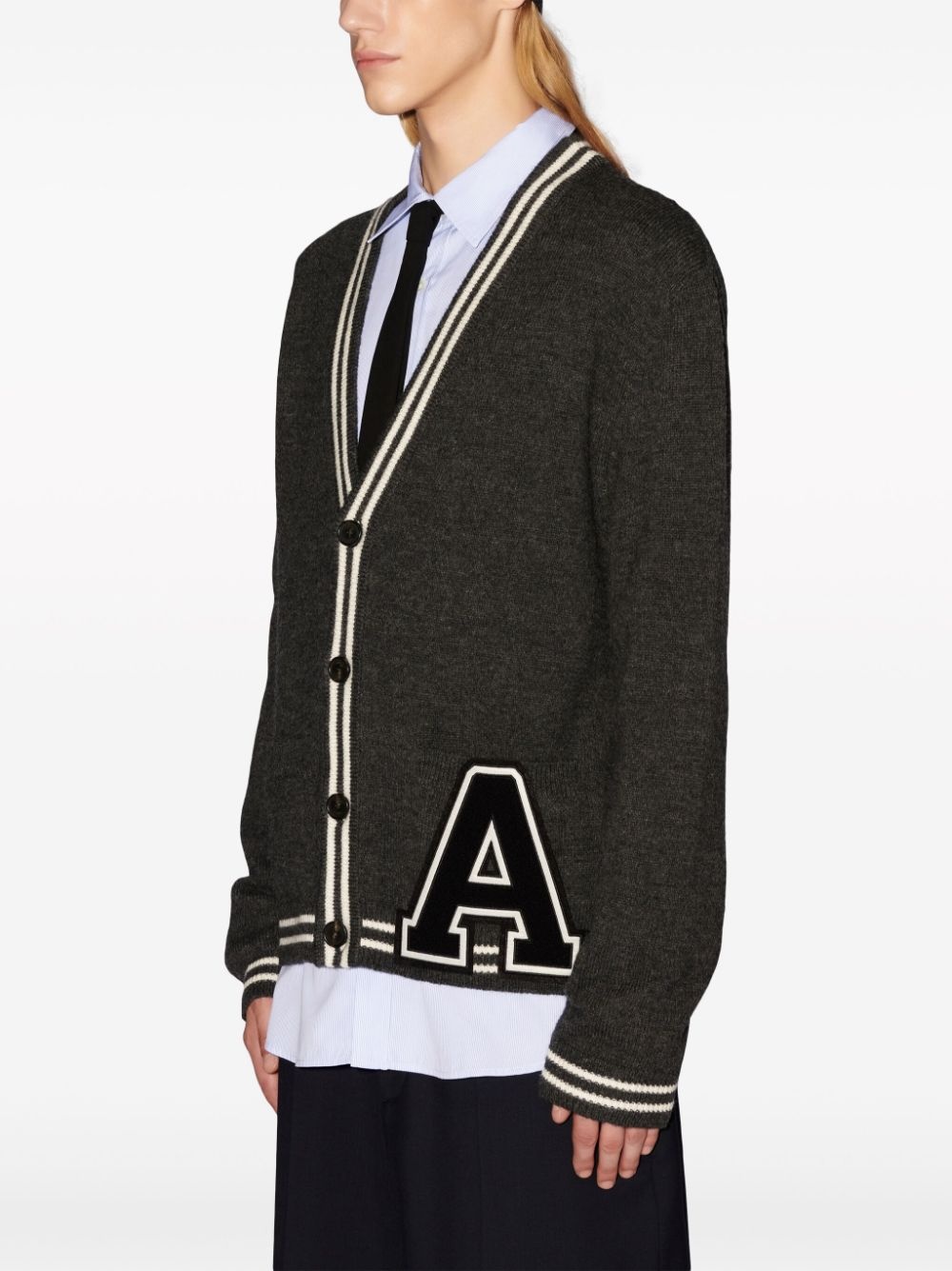 monogram-appliquÃ© wool cardigan - 7