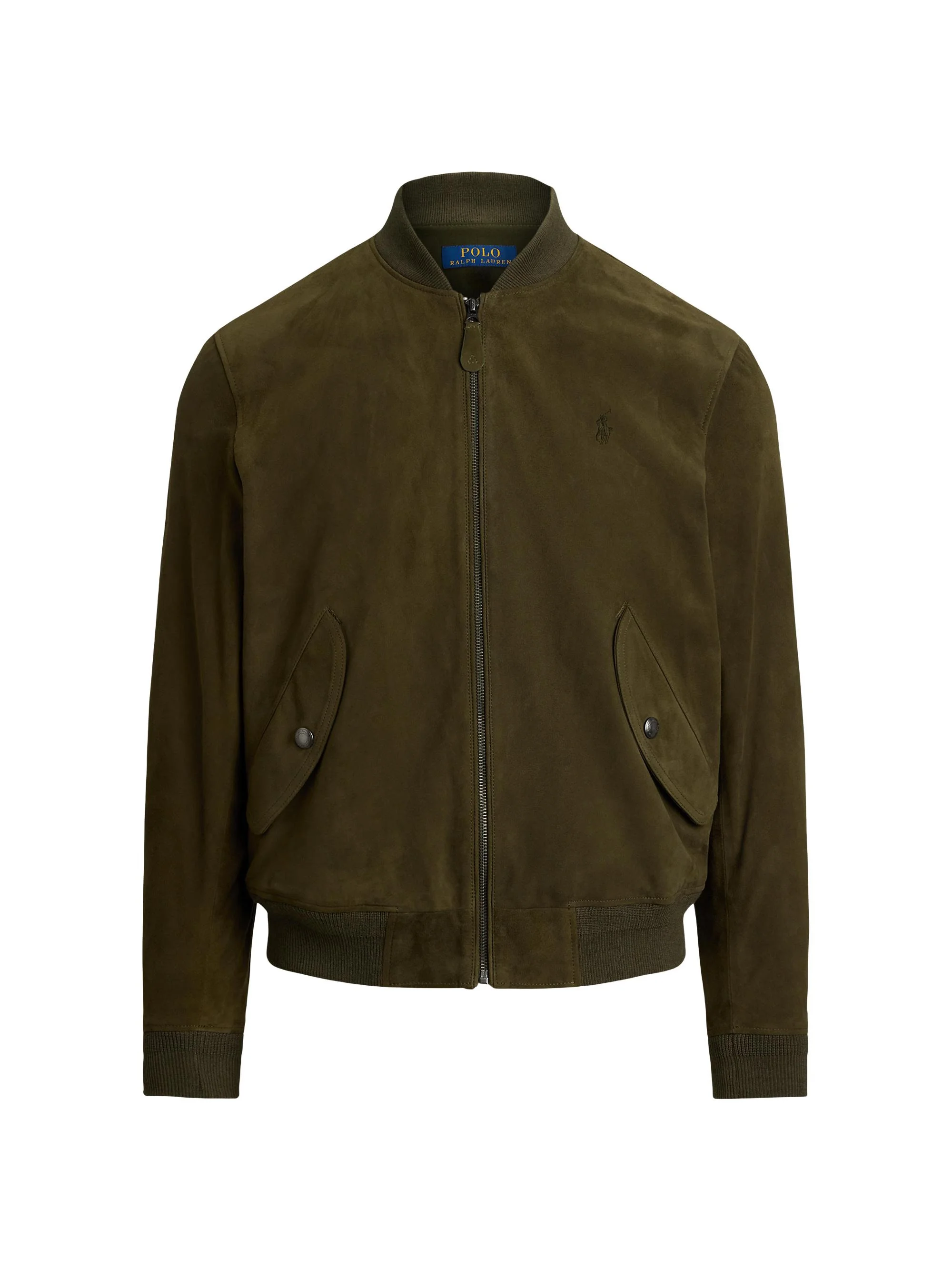 Men's Suede Zip-Front Bomber Jacket - Dark Loden - 1