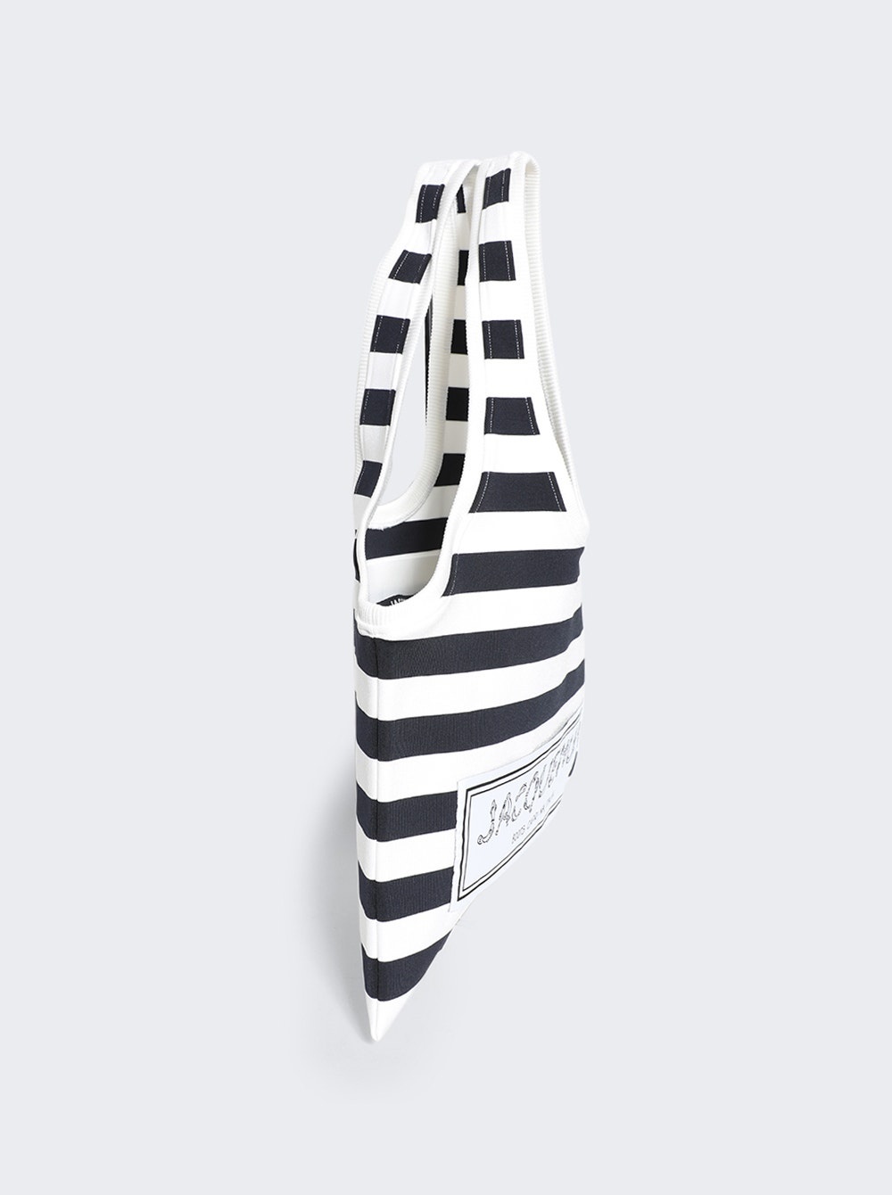 JACQUEMUS Le Tote Marcel Navy And White Stripe | thewebster