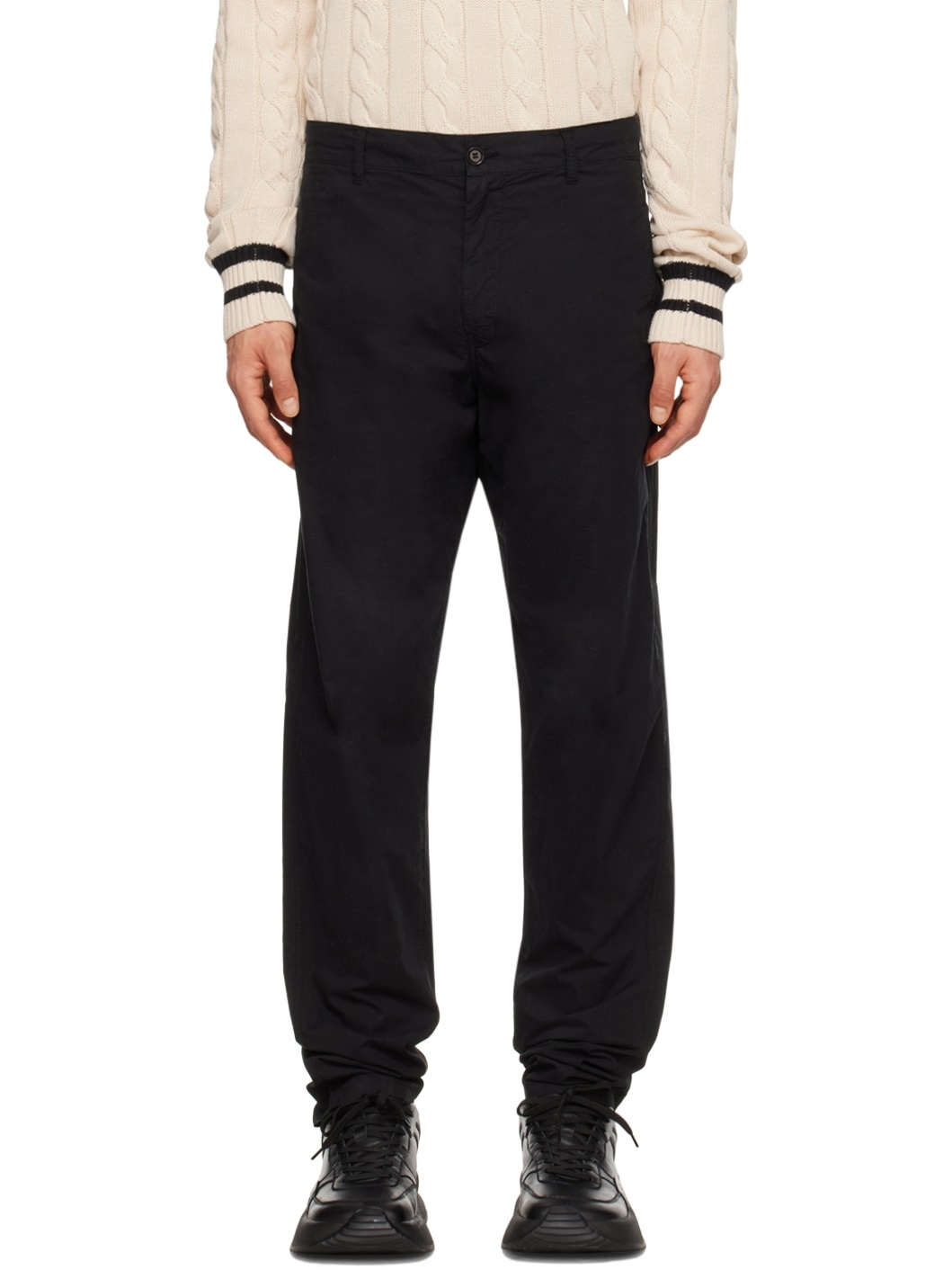 Black Zip-Fly Trousers - 1