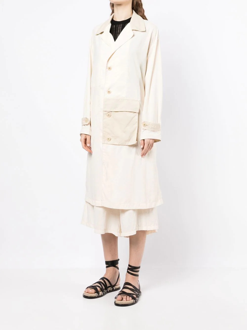 single-breasted button-up coat - 3