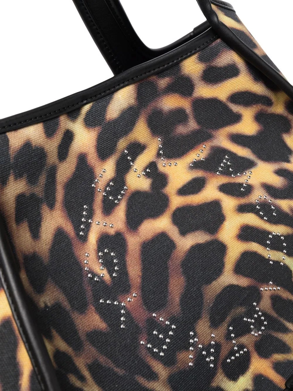 leopard-print studded logo tote bag - 4