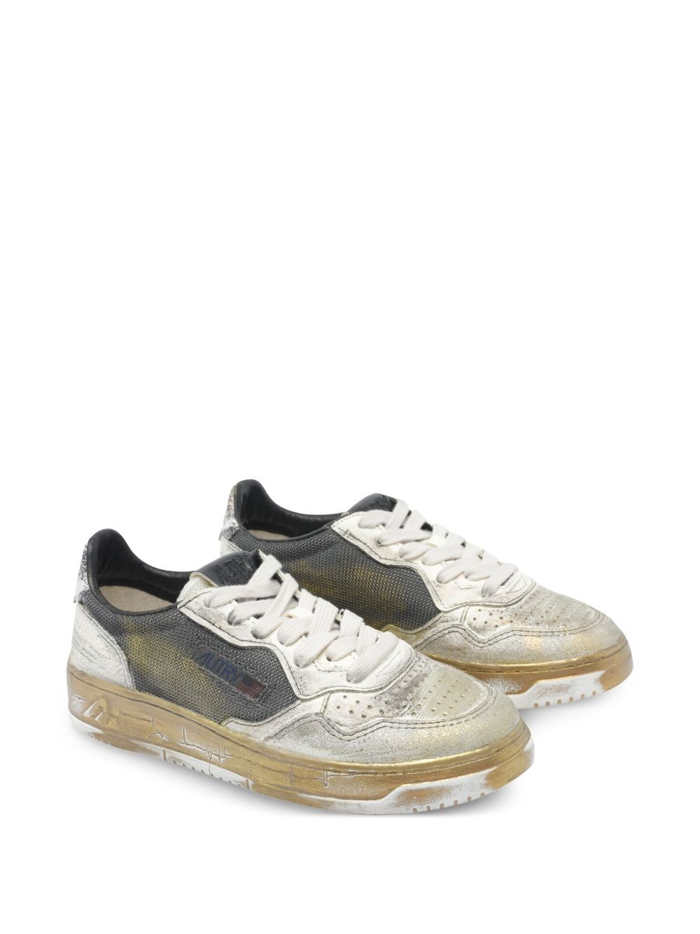 snakeskin-panelled leather sneakers - 2