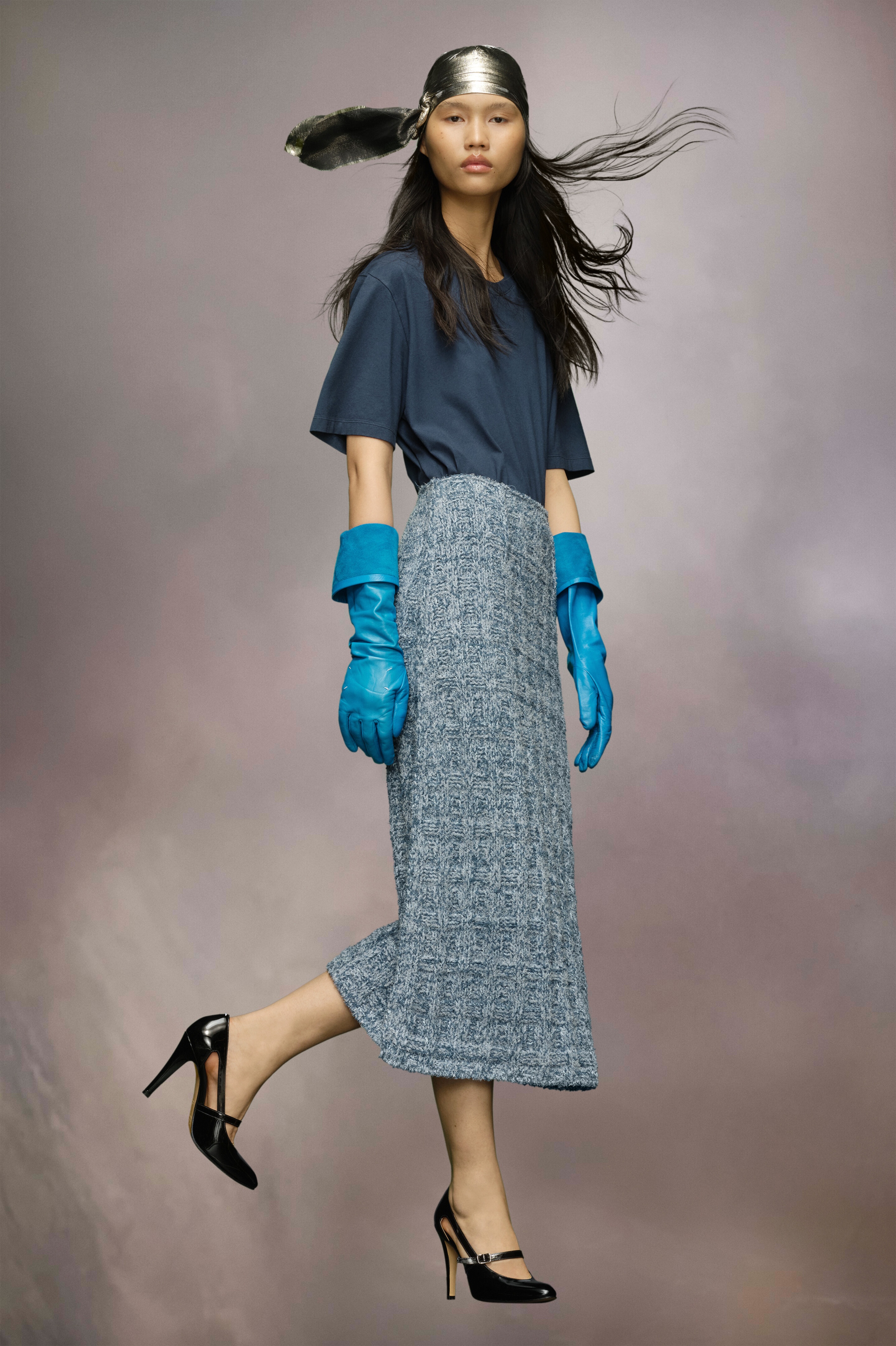Denim boucle knit skirt - 3