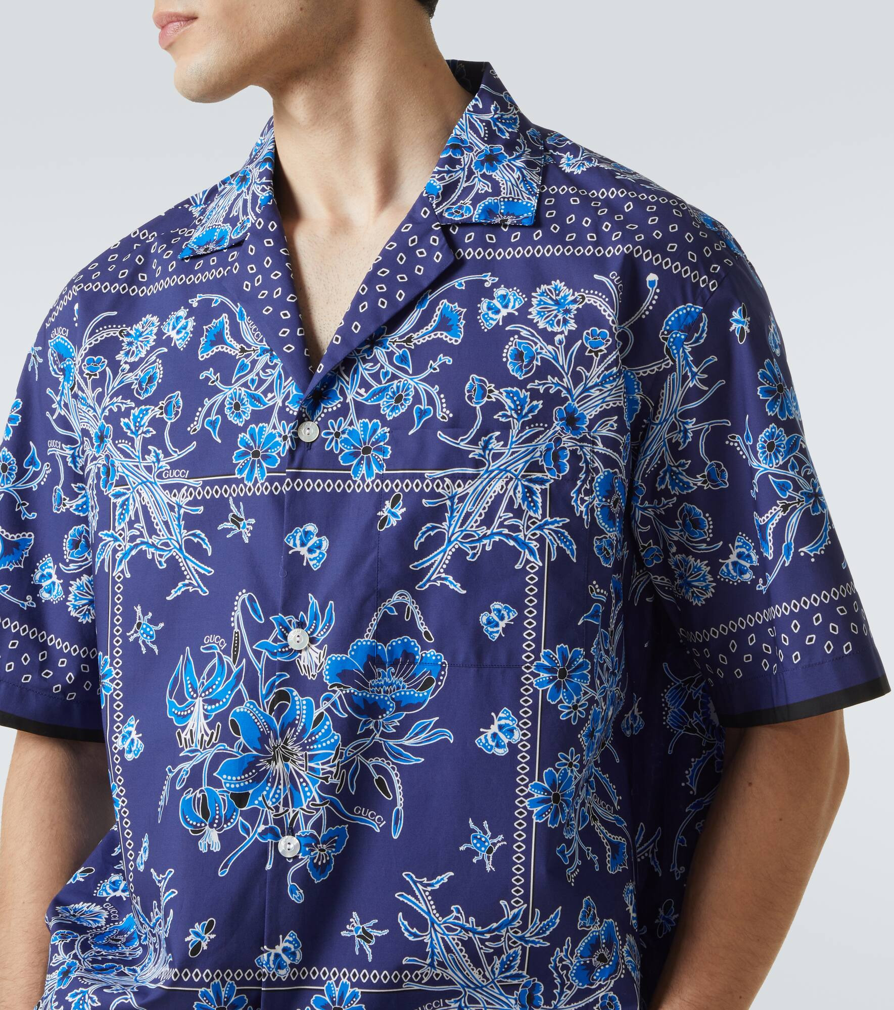 Floral cotton bowling shirt - 5