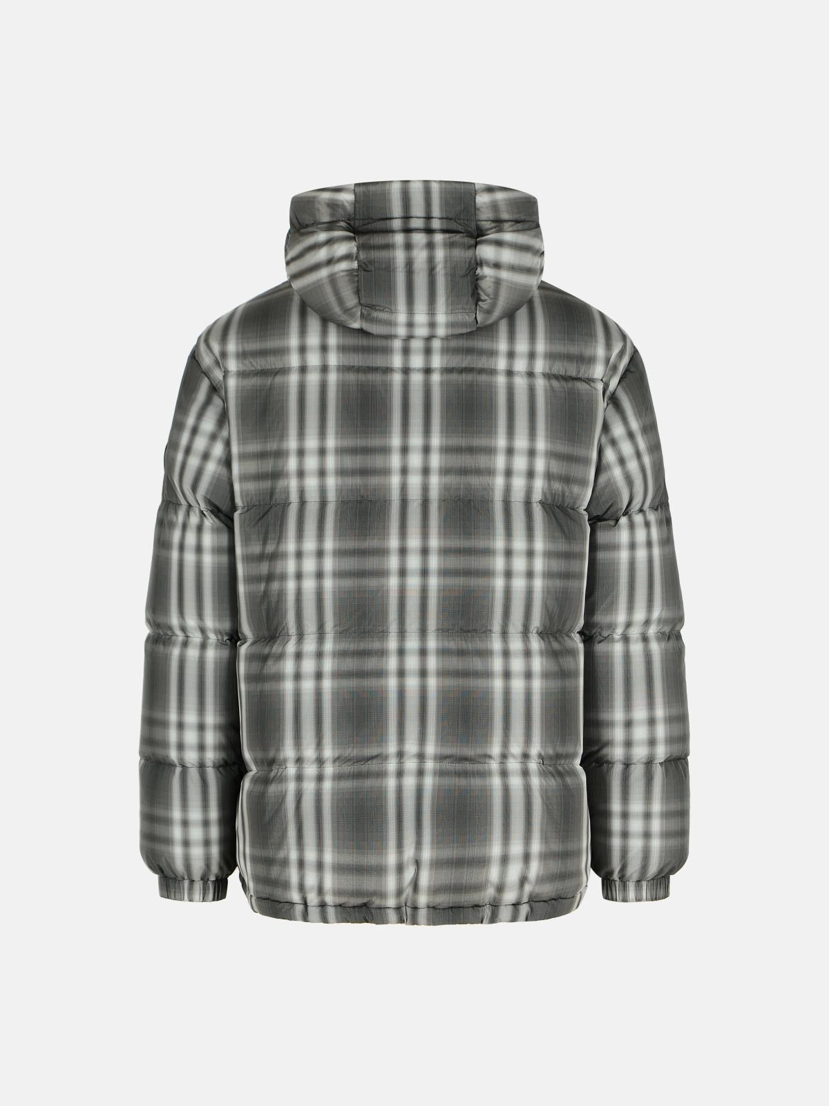 GRADIENT 'CHECK' HOODED BLACK POLYESTER DOWN JACKET - 3