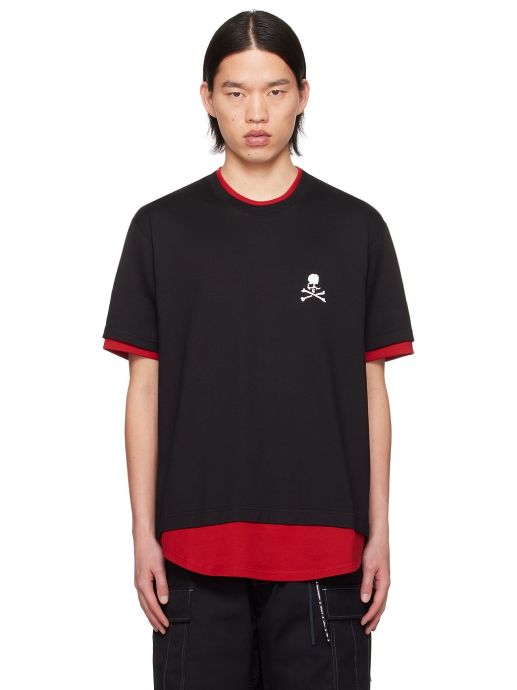 Black & Red Layered T-Shirt - 1