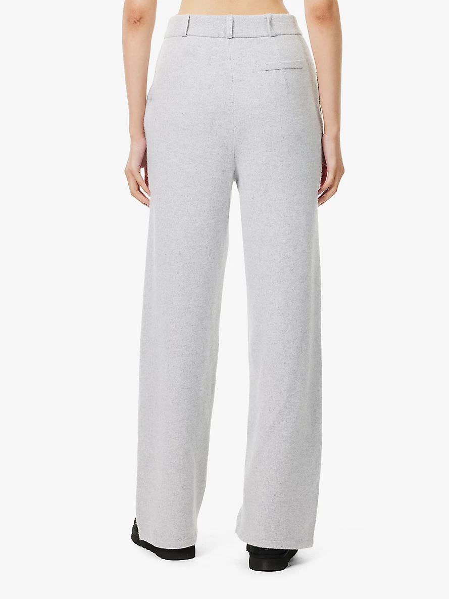 High-rise straight-leg cashmere-blend tailored trousers - 4