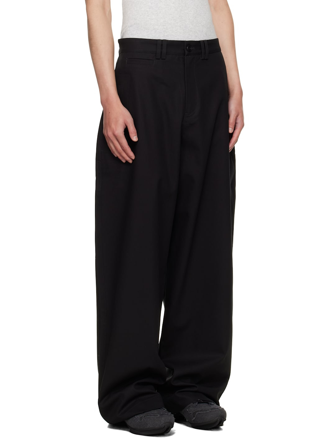 Black Wide Tailored Trousers - 2