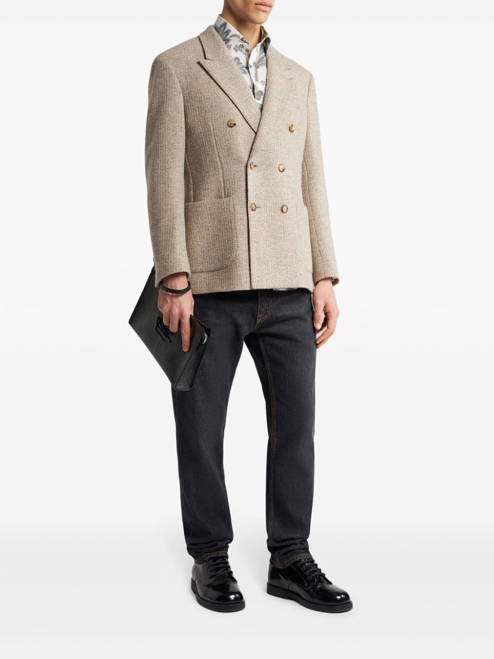 double-breasted peak-lapel blazer - 2