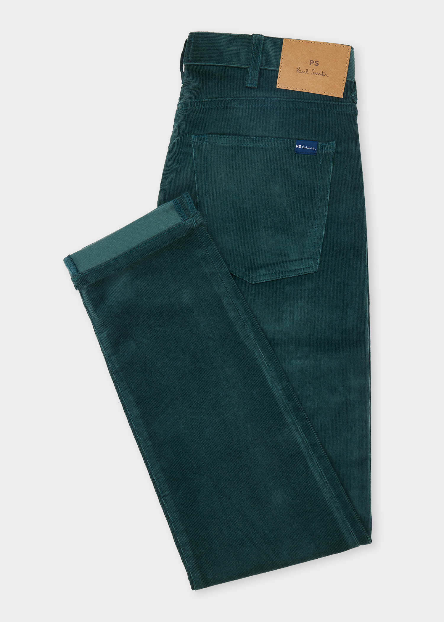 Tapered-Fit Petrol Blue Corduroy Trousers - 2