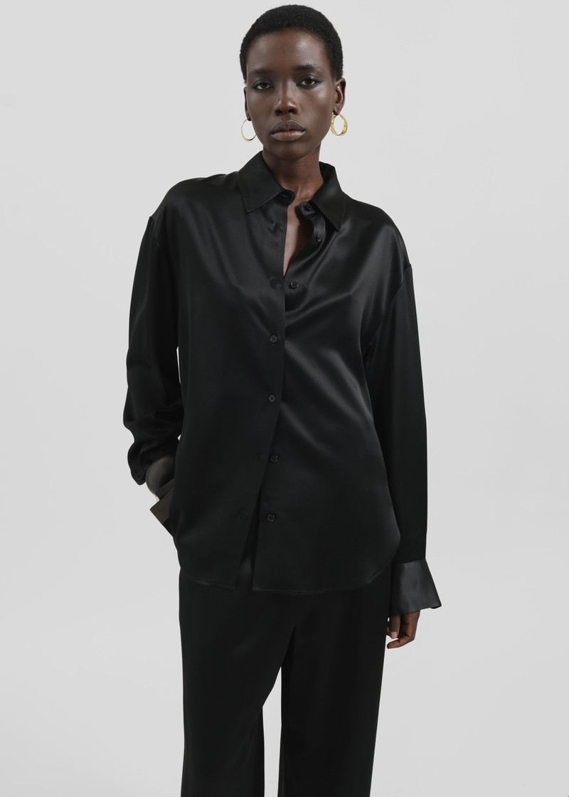 Peri Satin Shirt - Black 3